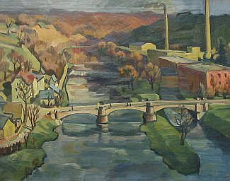 Bild Gemälde - Rudolf Rothe  - Papierfabrik in Mittweida