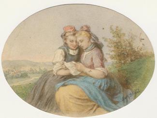 Bild Gemälde - Frl. von Schütz - Aquarell im Oval