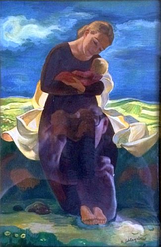 Bild Gemälde - Karl Schlageter - Frau mit Kind