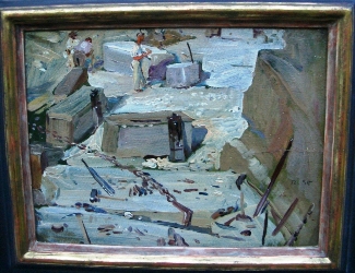 Bild Gemälde - Robert Sterl - Steinbruch mit Arbeitern