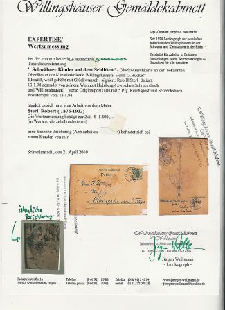Bild Gemälde - Robert Sterl - Schwälmer Kinder auf dem Schlitten