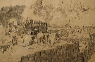 Bild Gemälde - Wilhelm Thielmann - Bau der Edertalsperre