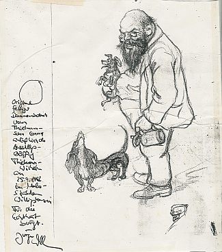 Bild Gemälde - Wilhelm Thielmann mit Dackeln und Bierkrug