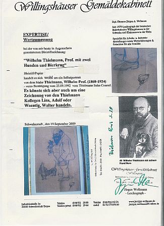 Bild Gemälde - Wilhelm Thielmann mit Dackeln und Bierkrug