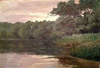 Bild Gemälde - Hans Tübbecke - Sommerliche Flusslandschaft