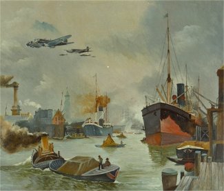 Bild Gemälde "Heinkel HE 111 Rückkehr vom Feindflug"