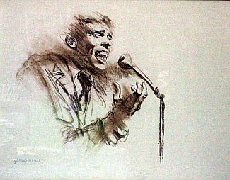 Bild Gemälde - Gabrielle Vincent - Jacques Brel am Mikrofon
