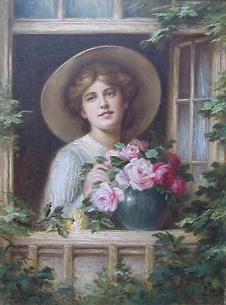 Bild Gemälde - Otto Westphal - Rosenmädchen