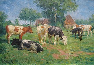 Bild Gemälde - Georg Wolf - Kühe